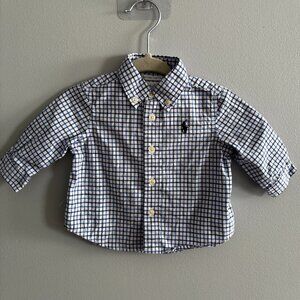 Ralph Lauren Stretch Cotton Plaid Long Sleeve Button Down EUC 3M